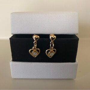 COPY - Gold Tone Heart Drop Earrings